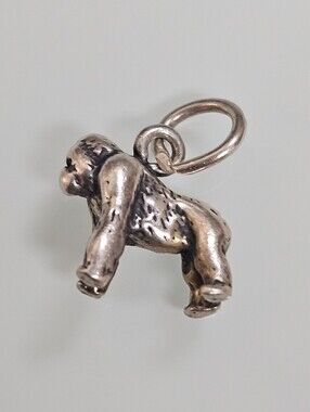 3D Gorilla Sterling Silver Charm 925 Monkey Pendant